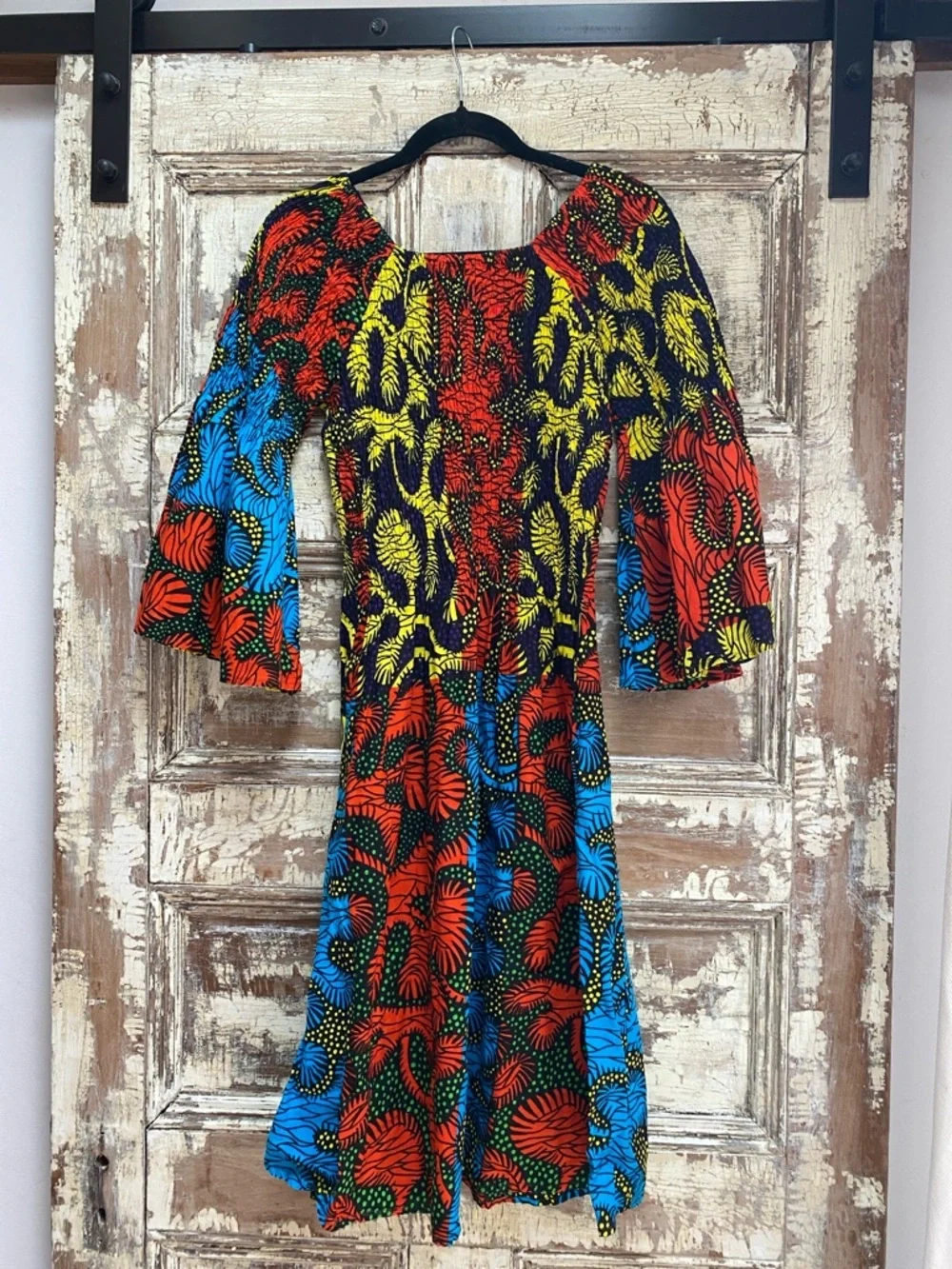 Vibrant African Ankara Midi Dress, 100% Cotton, One Size Fits Most